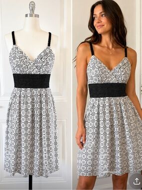 Speechless Black and White Sundress with Waistband